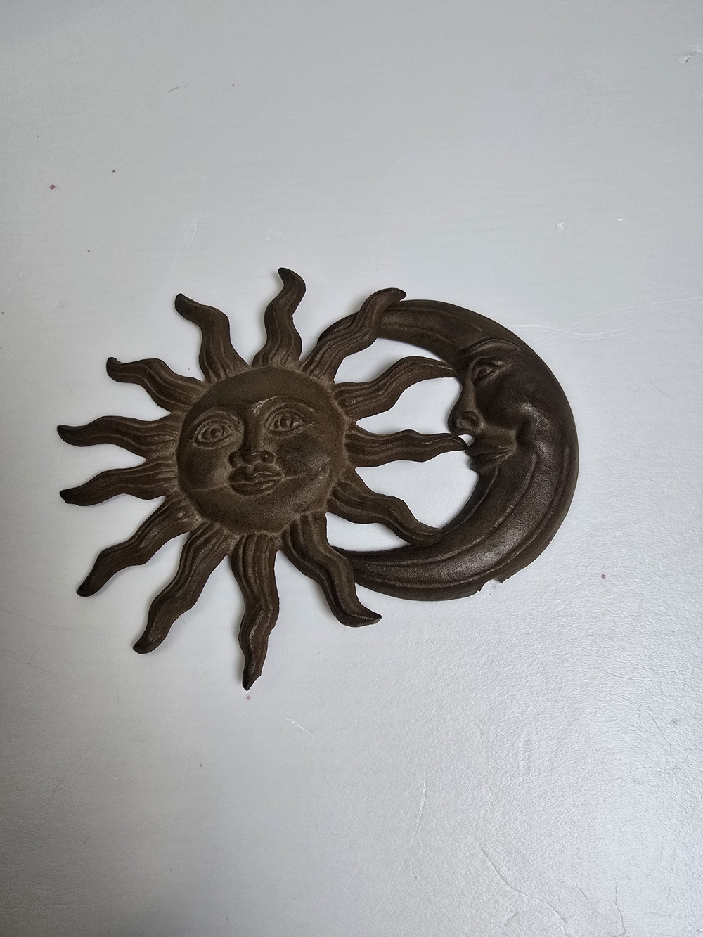 Sun Moon Cast Iron Rustic Vintage Antique  Doorknocker